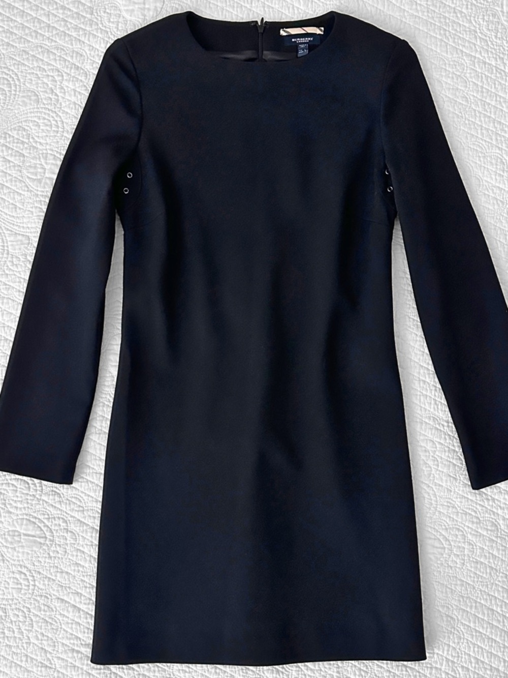 Burberry London Women’s 100% Wool Black Sheath Shift Dress Size 4 Made in Italy